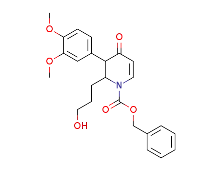 Molecular Structure of 138207-11-1 (1(2H)-Pyridinecarboxylic acid,
3-(3,4-dimethoxyphenyl)-3,4-dihydro-2-(3-hydroxypropyl)-4-oxo-,
phenylmethyl ester)