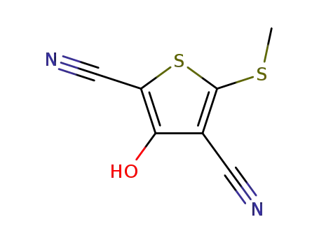 Molecular Structure of 116170-79-7 (2,4-Thiophenedicarbonitrile, 3-hydroxy-5-(methylthio)-)