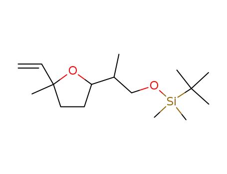 Molecular Structure of 129454-81-5 (tert-Butyl-dimethyl-[2-(5-methyl-5-vinyl-tetrahydro-furan-2-yl)-propoxy]-silane)