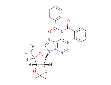 O-isopropylidene-2',3' N,N'-dibenzoyl-6 iodo-5' desoxy-5' deutero-5'(S) adenosine