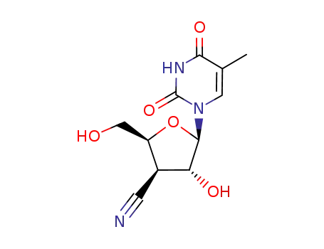 Molecular Structure of 117174-35-3 (1-(3-cyano-3-deoxy-beta-D-xylofuranosyl)-5-methylpyrimidine-2,4(1H,3H)-dione)