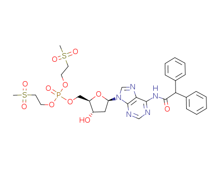 Molecular Structure of 113765-02-9 (5'-Adenylic acid, 2'-deoxy-N-(diphenylacetyl)-,
bis[2-(methylsulfonyl)ethyl] ester)