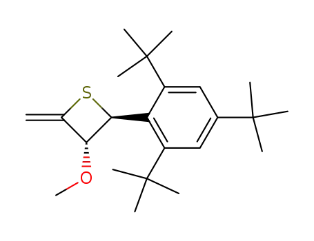 Molecular Structure of 92885-24-0 (Thietane,
3-methoxy-2-methylene-4-[2,4,6-tris(1,1-dimethylethyl)phenyl]-, trans-)