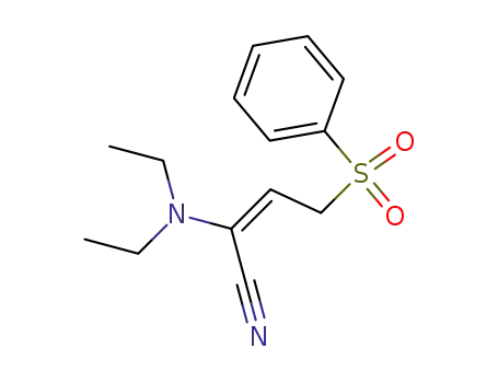 Molecular Structure of 93101-86-1 (2-Butenenitrile, 2-(diethylamino)-4-(phenylsulfonyl)-, (E)-)