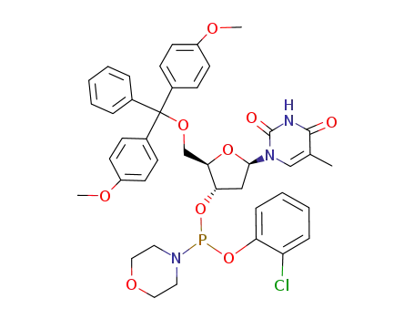 Thymidine, 5'-O-[bis(4-methoxyphenyl)phenylmethyl]-, 3'-(2-chlorophenyl
4-morpholinylphosphonite)
