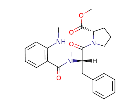 Molecular Structure of 95311-06-1 (L-Proline, 1-[N-[2-(methylamino)benzoyl]-L-phenylalanyl]-, methyl ester)
