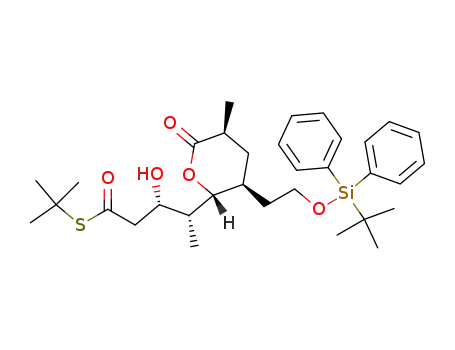 (3S,4R)-4-{(2R,3S,5S)-3-[2-(tert-Butyl-diphenyl-silanyloxy)-ethyl]-5-methyl-6-oxo-tetrahydro-pyran-2-yl}-3-hydroxy-pentanethioic acid S-tert-butyl ester