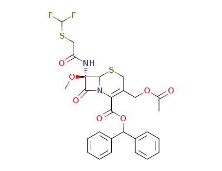 (R)-3-Acetoxymethyl-7-(2-difluoromethylsulfanyl-acetylamino)-7-methoxy-8-oxo-5-thia-1-aza-bicyclo[4.2.0]oct-2-ene-2-carboxylic acid benzhydryl ester