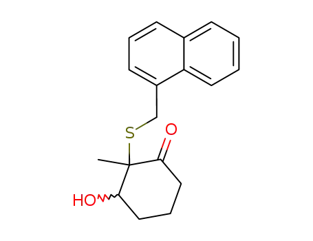Molecular Structure of 89030-50-2 (Cyclohexanone, 3-hydroxy-2-methyl-2-[(1-naphthalenylmethyl)thio]-)