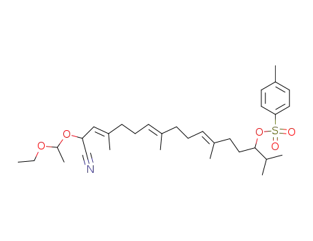 Toluene-4-sulfonic acid (4E,8E,12E)-14-cyano-14-(1-ethoxy-ethoxy)-1-isopropyl-4,8,12-trimethyl-tetradeca-4,8,12-trienyl ester