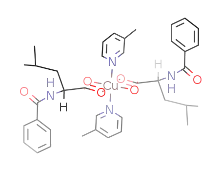 Molecular Structure of 81649-12-9 (bis(N-benzoyl-DL-leucinato)bis(3-picoline)copper(II))