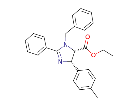 Molecular Structure of 100281-81-0 ((4S,5S)-3-Benzyl-2-phenyl-5-p-tolyl-4,5-dihydro-3H-imidazole-4-carboxylic acid ethyl ester)