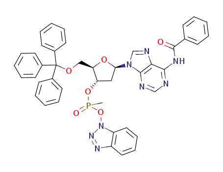Methyl-phosphonic acid benzotriazol-1-yl ester (2R,3S,5R)-5-(6-benzoylamino-purin-9-yl)-2-trityloxymethyl-tetrahydro-furan-3-yl ester