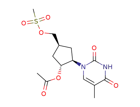 (+/-)-1-<(1α,2β,4α)-3-(acetyloxy)-4-<(methanesulfonyloxy)methyl>cyclopentyl>-2,4(1H,3H)-pyrimidinedione