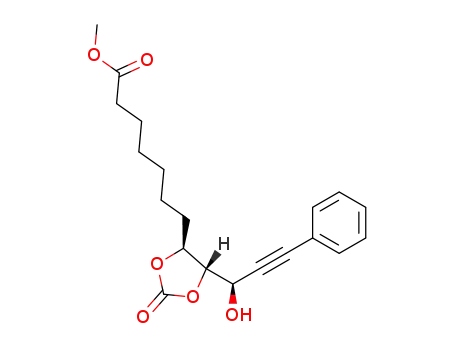 7-[(4S,5S)-5-((R)-1-Hydroxy-3-phenyl-prop-2-ynyl)-2-oxo-[1,3]dioxolan-4-yl]-heptanoic acid methyl ester