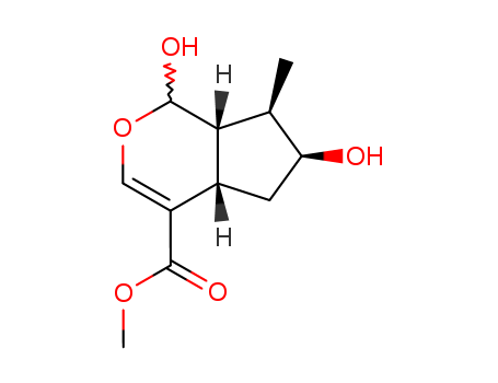 Molecular Structure of 145512-32-9 (Cyclopenta[c]pyran-4-carboxylicacid, 1,4a,5,6,7,7a-hexahydro-1,6-dihydroxy-7-methyl-, methyl ester,(1S,4aS,6S,7R,7aS)-)