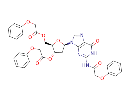 Molecular Structure of 110522-76-4 (Guanosine, 2'-deoxy-N-(phenoxyacetyl)-, 3',5'-bis(phenoxyacetate))