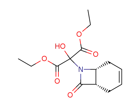 Molecular Structure of 77131-41-0 (2-Hydroxy-2-((1S,6R)-8-oxo-7-aza-bicyclo[4.2.0]oct-3-en-7-yl)-malonic acid diethyl ester)