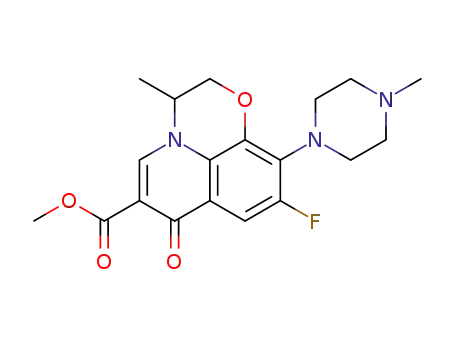 Molecular Structure of 108224-82-4 (methyl 9-fluoro-3-methyl-10-(4-methylpiperazin-1-yl)-7-oxo-2,3-dihydro-7H-[1,4]oxazino[2,3,4-ij]quinoline-6-carboxylate)
