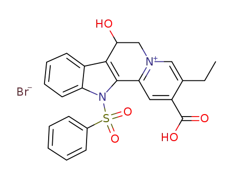 12-Benzenesulfonyl-2-carboxy-3-ethyl-7-hydroxy-6,12-dihydro-7H-indolo[2,3-a]quinolizin-5-ylium; bromide