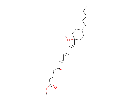 Molecular Structure of 127041-56-9 ((6E,8E,10E)-(S)-5-Hydroxy-11-(1-methoxy-4-pentyl-cyclohexyl)-undeca-6,8,10-trienoic acid methyl ester)