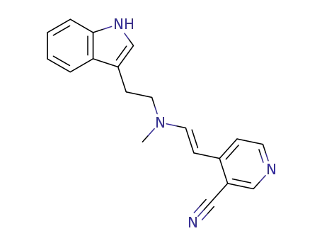 Molecular Structure of 87489-66-5 (4-((E)-2-{[2-(1H-Indol-3-yl)-ethyl]-methyl-amino}-vinyl)-nicotinonitrile)