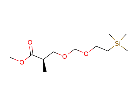 Molecular Structure of 105835-02-7 (Propanoic acid, 2-methyl-3-[[2-(trimethylsilyl)ethoxy]methoxy]-, methyl
ester, (R)-)