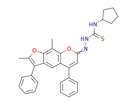 Molecular Structure of 1092333-14-6 (2,9-dimethyl-3,5-diphenylfuro[3,2-g]chromen-7-one n-cyclopentylthiosemicarbazone)