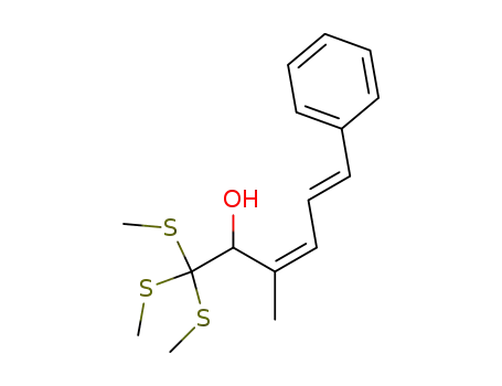 (3Z,5E)-3-Methyl-1,1,1-tris-methylsulfanyl-6-phenyl-hexa-3,5-dien-2-ol