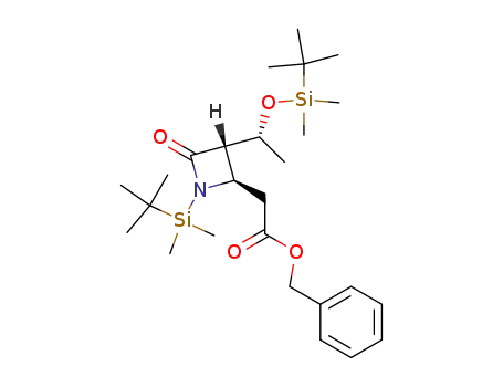 Molecular Structure of 77120-97-9 ({(2R,3S)-1-(tert-Butyl-dimethyl-silanyl)-3-[(R)-1-(tert-butyl-dimethyl-silanyloxy)-ethyl]-4-oxo-azetidin-2-yl}-acetic acid benzyl ester)