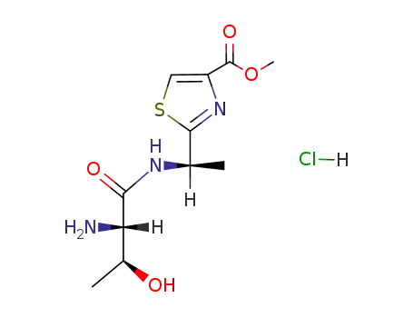 Molecular Structure of 106402-35-1 (2-[(R)-1-((2S,3S)-2-Amino-3-hydroxy-butyrylamino)-ethyl]-thiazole-4-carboxylic acid methyl ester; hydrochloride)