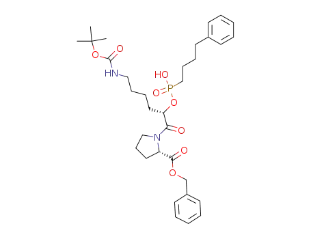 Molecular Structure of 111223-23-5 ((S)-1-{(S)-6-tert-Butoxycarbonylamino-2-[hydroxy-(4-phenyl-butyl)-phosphinoyloxy]-hexanoyl}-pyrrolidine-2-carboxylic acid benzyl ester)