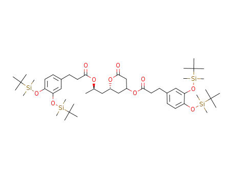 3-[3,4-Bis-(tert-butyl-dimethyl-silanyloxy)-phenyl]-propionic acid (S)-2-((R)-2-{3-[3,4-bis-(tert-butyl-dimethyl-silanyloxy)-phenyl]-propionyloxy}-propyl)-6-oxo-tetrahydro-pyran-4-yl ester