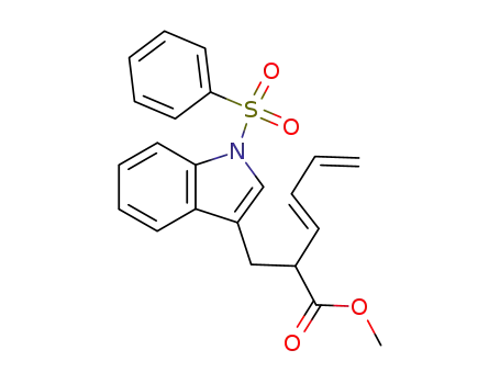 Molecular Structure of 130827-14-4 ((E)-2-(1-Benzenesulfonyl-1H-indol-3-ylmethyl)-hexa-3,5-dienoic acid methyl ester)