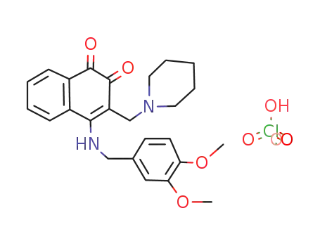 Molecular Structure of 132090-89-2 (1-<(4-(3,4-Dimethoxybenzylamino)-1,2-dihydro-1,2-dioxo-naphth-3-yl)-methyl>-piperidinium-perchlorat)