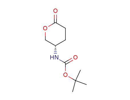 Molecular Structure of 125982-23-2 (<sup>(5)</sup>-tert-butyl (6-oxotetrahydro-2H-pyran-3-yl)carbamate)