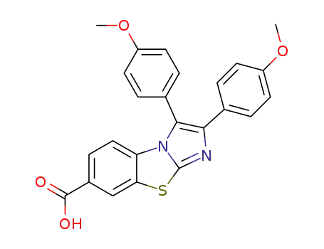 Molecular Structure of 1280582-32-2 (2,3-bis(4-methoxyphenyl)imidazo[2,1-b][1,3]benzothiazole-7-carboxylic acid)