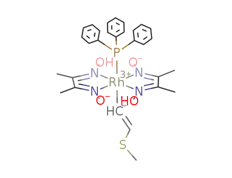 Molecular Structure of 185323-24-4 ([Rh(C<sub>4</sub>H<sub>7</sub>N<sub>2</sub>O<sub>2</sub>)2(PPh<sub>3</sub>)(trans-CHCHSCH<sub>3</sub>)])