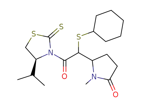 3-(2-(1-methyl-5-oxo-2-pyrrolidinyl)(cyclohexylthio)acetyl)-4(S)-isopropyl-1,3-thiazolidine-2-thione