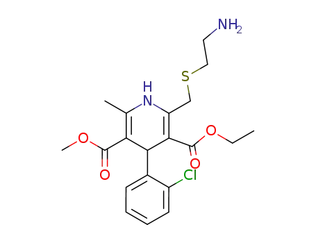Molecular Structure of 106853-01-4 (2-(2-aminoethylthiomethyl)-4-(2-chlorophenyl)-3-ethoxycarbonyl-5-methoxycarbonyl-6-methyl-1,4-dihydropyridine)