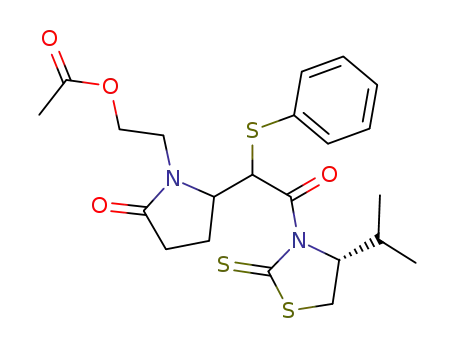 3-(2-(1-(2-acetoxyethyl)-5-oxo-2-pyrrolidinyl)(phenylthio)acetyl)-4(R)-isopropyl-1,3-thiazolidine-2-thione