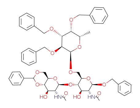 benzyl 2-acetamido-4-O-(2'-acetamido-4',6'-benzylidene-2'-deoxy-β-D-glucopyranosyl)-2-deoxy-6-O-(2'',3'',4''-tri-O-benzyl-α-L-fucopyranosyl)-β-D-glucopyranoside