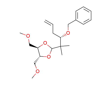 Molecular Structure of 130697-06-2 ((4R,5R)-2-((S)-2-Benzyloxy-1,1-dimethyl-pent-4-enyl)-4,5-bis-methoxymethyl-[1,3]dioxolane)