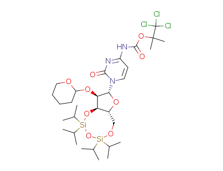 2'-O-(tetrahydropyran-2-yl)-3',5'-O-(1,1,3,3-tetraisopropyldisiloxane-1,3-diyl)-N<sup>4</sup>-(trichloro-t-butoxycarbonyl)cytidine