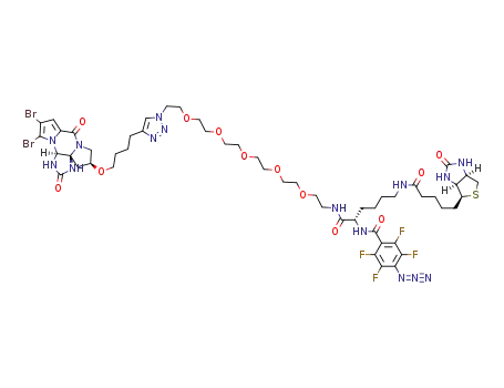 4-azido-N-[1-(4-{4-({(3aR,5S,12aS)-10,11-dibromo-2,8-dioxo-1,2,3,4,5,6,8,12a-octahydroimidazo[4,5-b]dipyrrolo[1,2-a:1',2'-d]-pyrazin-5-yl}oxy)butyl}-1H-1,2,3-triazol-1-yl)-19,26-dioxo-30-(2-oxohexahydro-1H-thieno[3,4-d]imidazol-4-yl)-3,6,9,12,15-pentaoxa-18,25-diazatriacontan-20-yl]-2,3,5,6-tetrafluorobenzamide