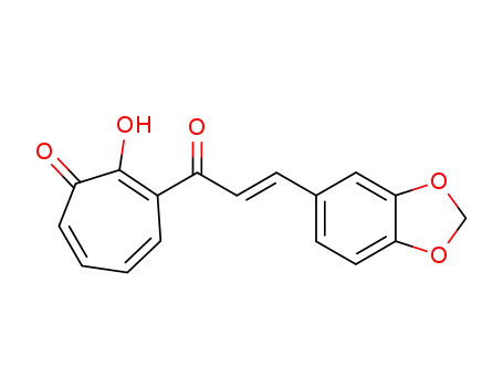 Molecular Structure of 77633-05-7 (2,4,6-CYCLOHEPTATRIEN-1-ONE, 3-[3-(1,3-BENZODIOXOL-5-YL)-1-OXO-2-PROPENYL]-2-HYDROXY-)