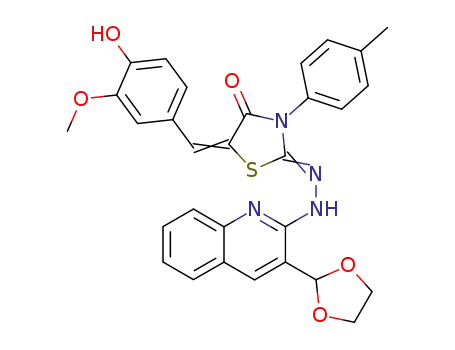 3-(1,3-dioxolan-2-yl)-2-<3-p-tolyl-5-(4-hydroxy-3-methoxybenzylidene)-4-thiazolidinon-2-ylidene>hydrazinoquinoline