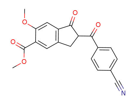 Molecular Structure of 760993-00-8 (methyl 2-(4-cyanobenzoyl)-6-methoxy-1-oxoindane-5-carboxylate)