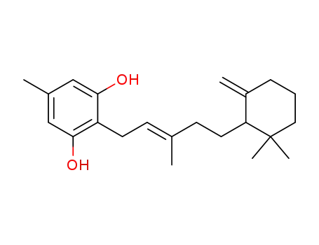 Molecular Structure of 23917-09-1 (2-[3-Methyl-5-(6,6-dimethyl-2-methylenecyclohexyl)-2-pentenyl]-5-methylresorcinol)