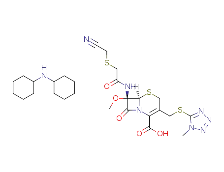 (6<i>R</i>)-7<i>t</i>-(2-cyanomethylsulfanyl-acetylamino)-7<i>c</i>-methoxy-3-(1-methyl-1<i>H</i>-tetrazol-5-ylsulfanylmethyl)-8-oxo-(6<i>r</i><i>H</i>)-5-thia-1-aza-bicyclo[4.2.0]oct-2-ene-2-carboxylic acid; dicyclohexylamine salt